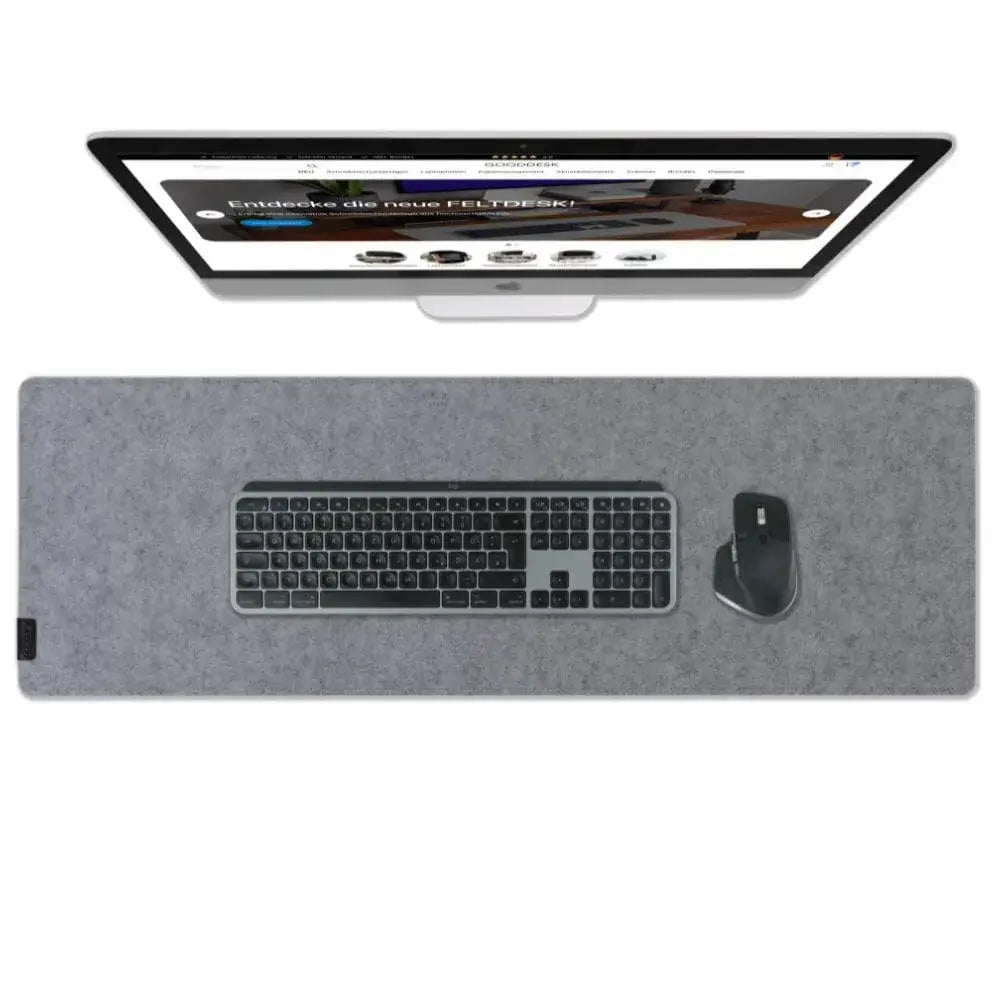 Schreibtischunterlage Filz mittelgrau kühlend wärmend Tastatur Maus ergonomisch rutschfest Größe M