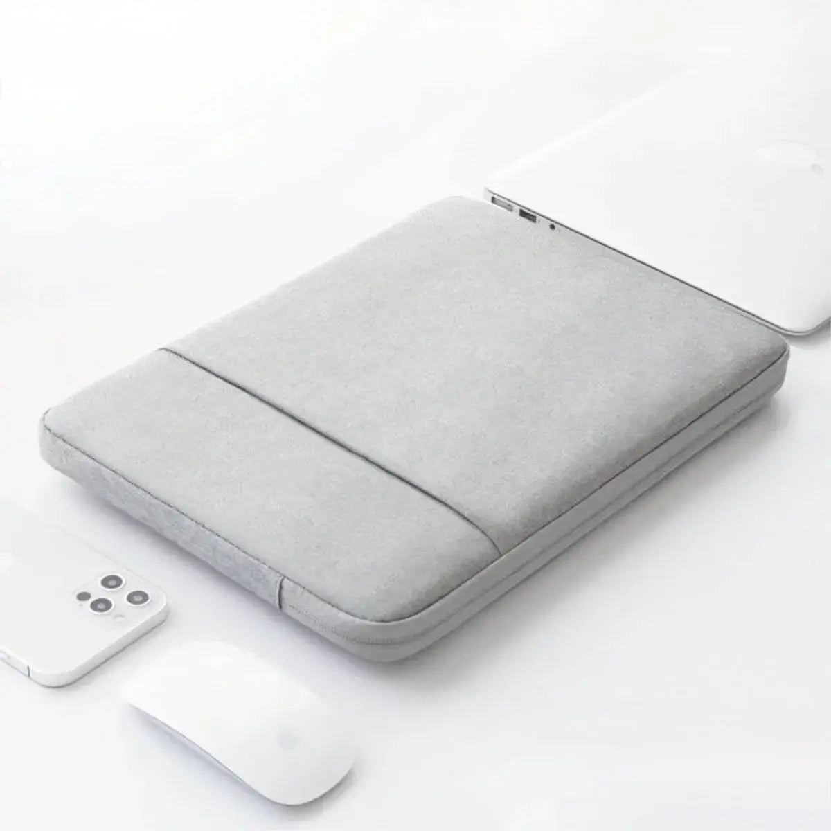 NCASE Laptophülle Case Stoff aussen ansicht hellgrau einzeln