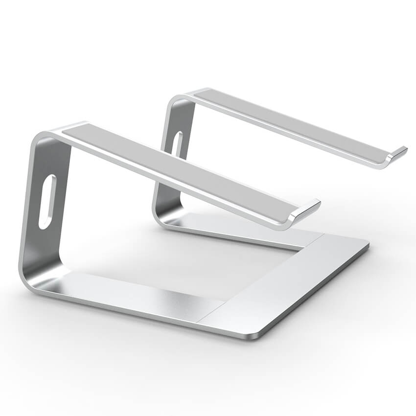 NOTEUP Laptop-Ständer. Das Design ermöglicht eine stabile, ergonomische Laptop-Halterung. Farbe silber.