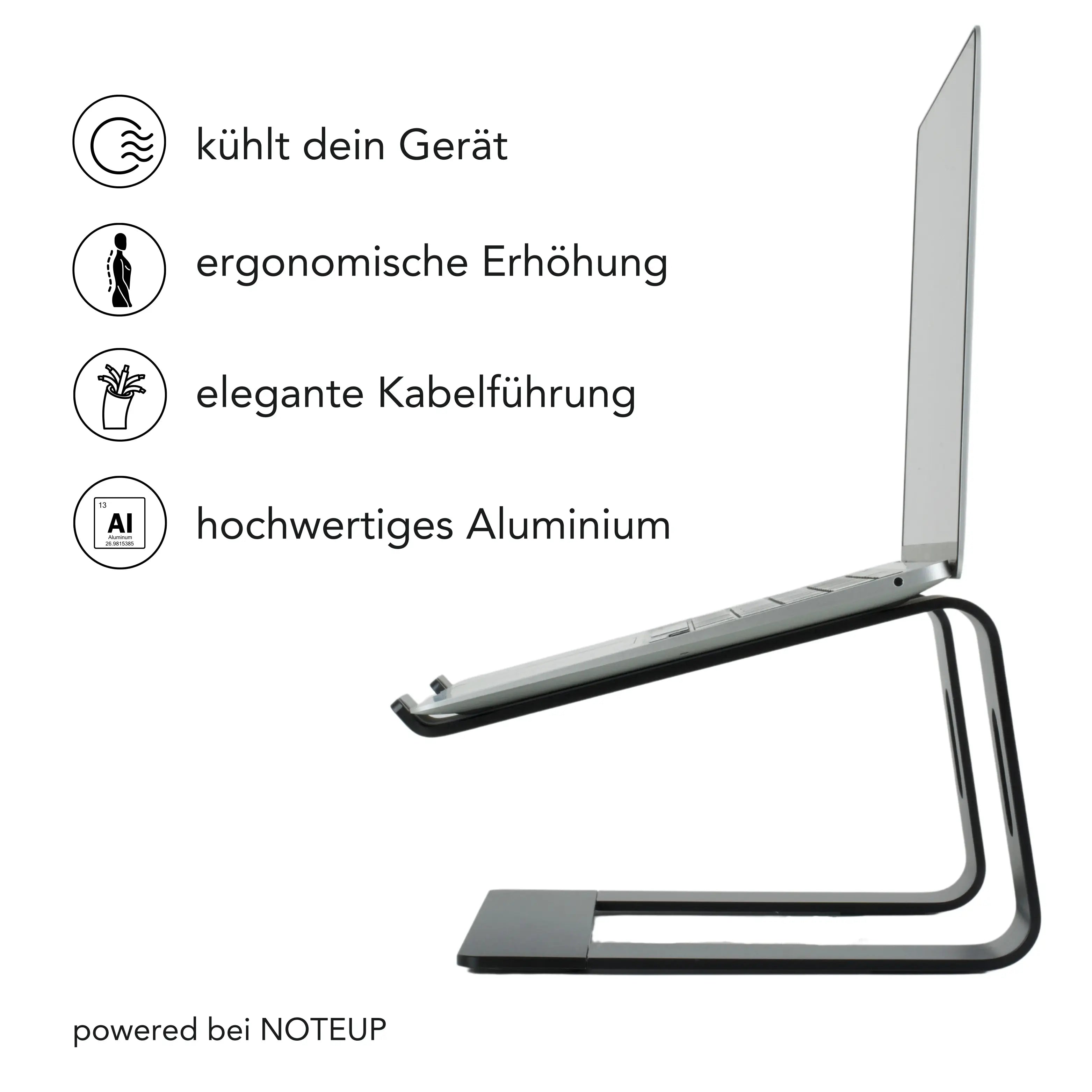 Noteup vorteile kühlen geräte ergonomische erhöhung kabelführung