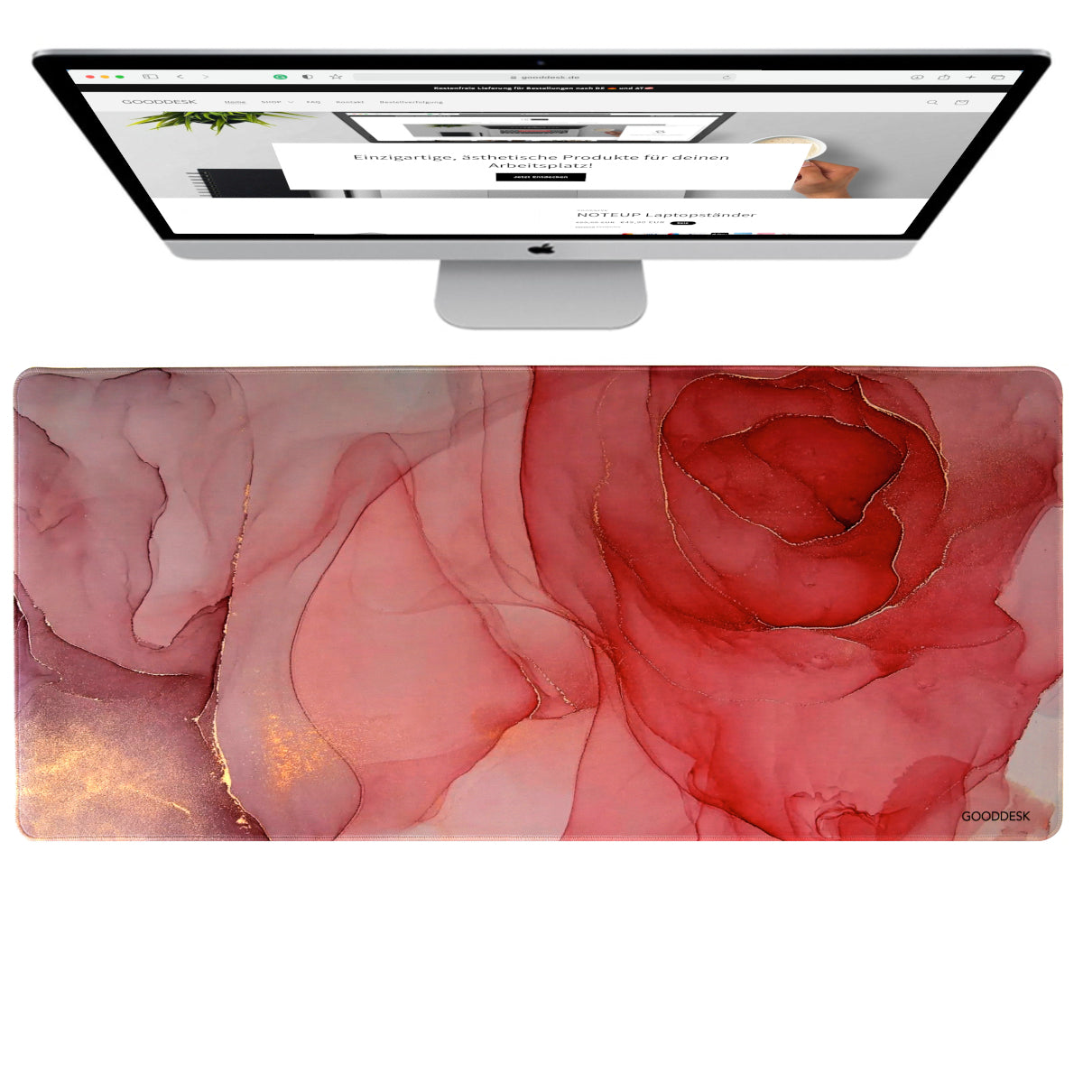 MAMORDESK Schreibtischunterlage Desk mat Mamor design Farben rose rot gold ergonomisch Farbe Desert Rose