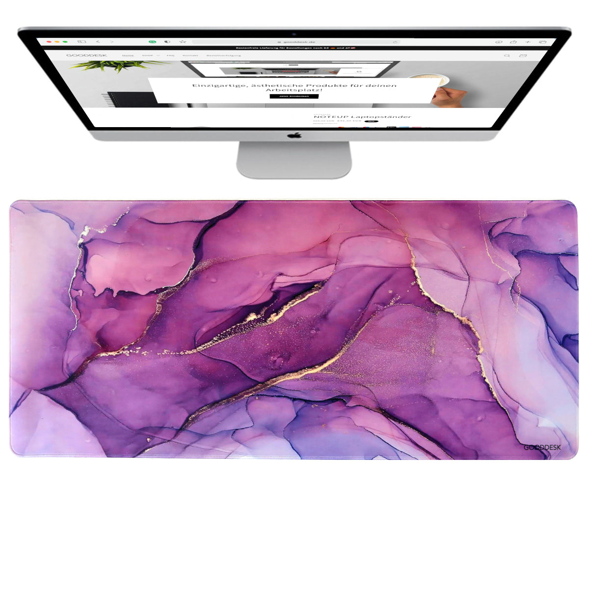 MAMORDESK Schreibtischunterlage Desk mat Mamor design Farben lila gold hell dunkel ergonomisch Farbe Italian Rose